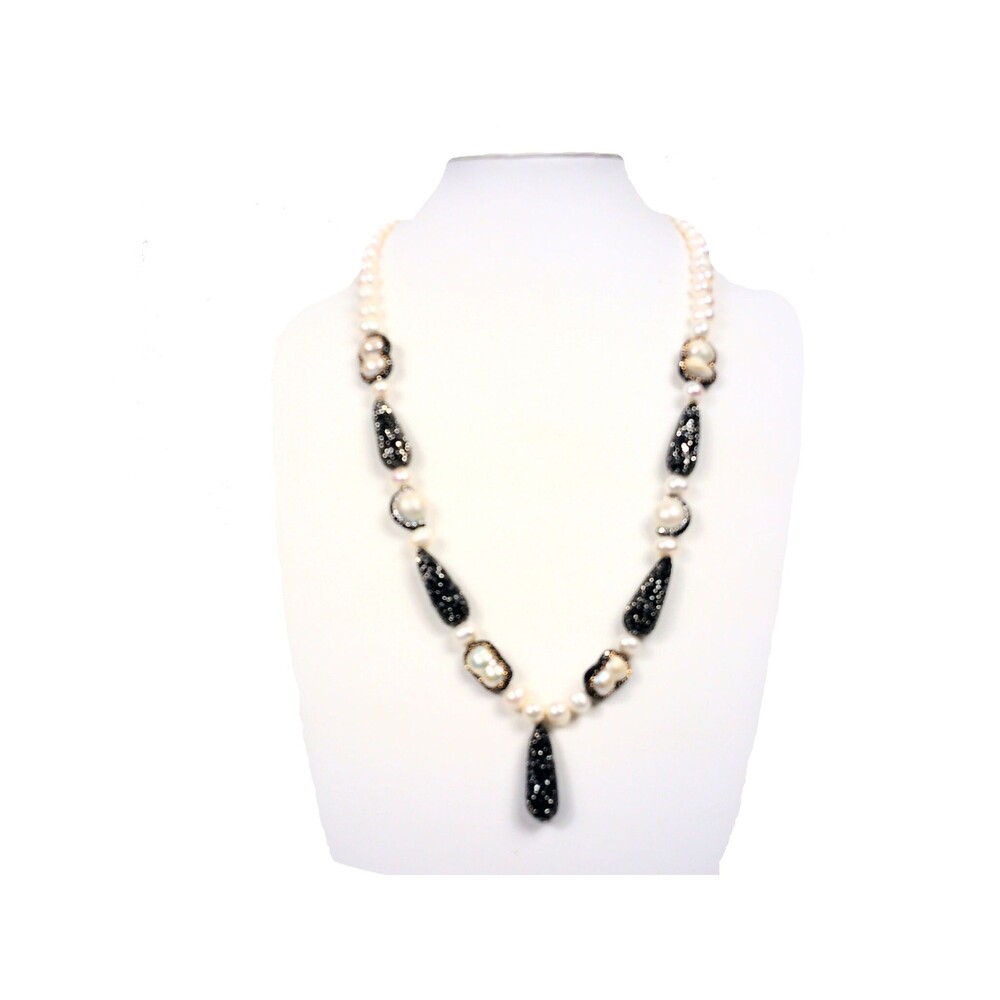 Bohemia Natural pearl handcrafted druzy necklace